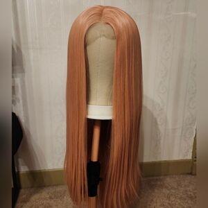 Beautiful Lace Front Smokey Pink Straight 24" High Heat Wig